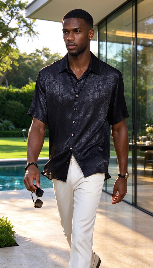 Black textured printed shirt