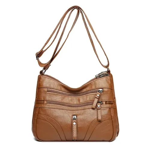 New fashionable soft leather women's crossbody bag, large capacity shoulder bag, multifunctional