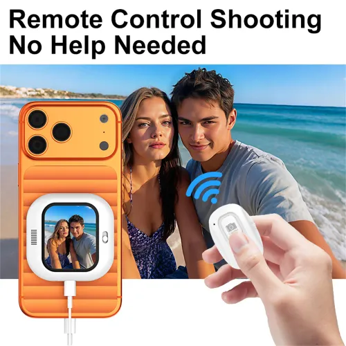 Mini Magnetic Phone Selfie Screen Bluetooth Phone Monitor Screen Rear Camera Selfie for iPhone 17-12 Android Vlog Video Shooting