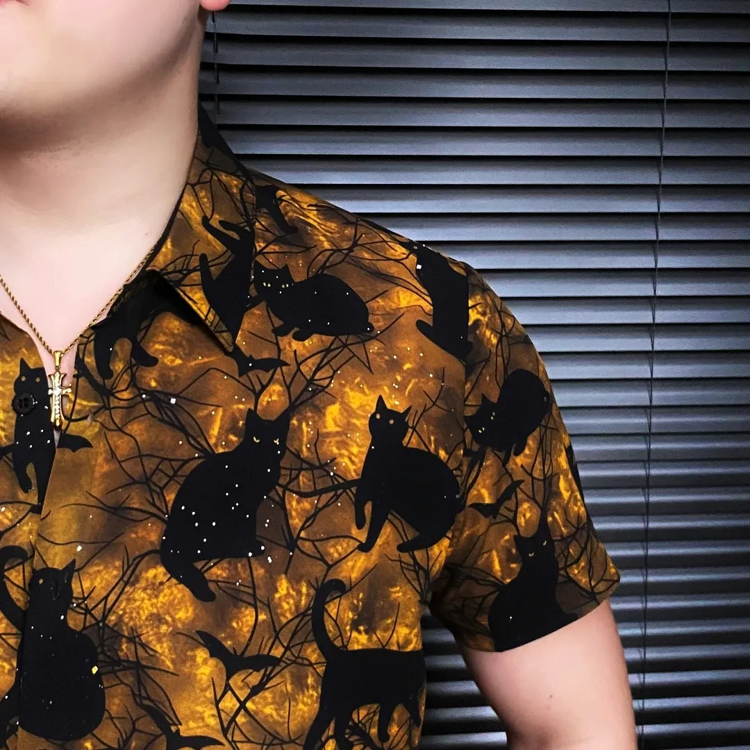 Men's yellow short-sleeved casual summer top