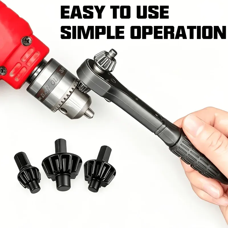 Mini Ratchet Wrench Set, Quick Release  Ratchet Handle with 3pcs Drill Chuck Adapter, Portable Hand Repair Tool for Drill