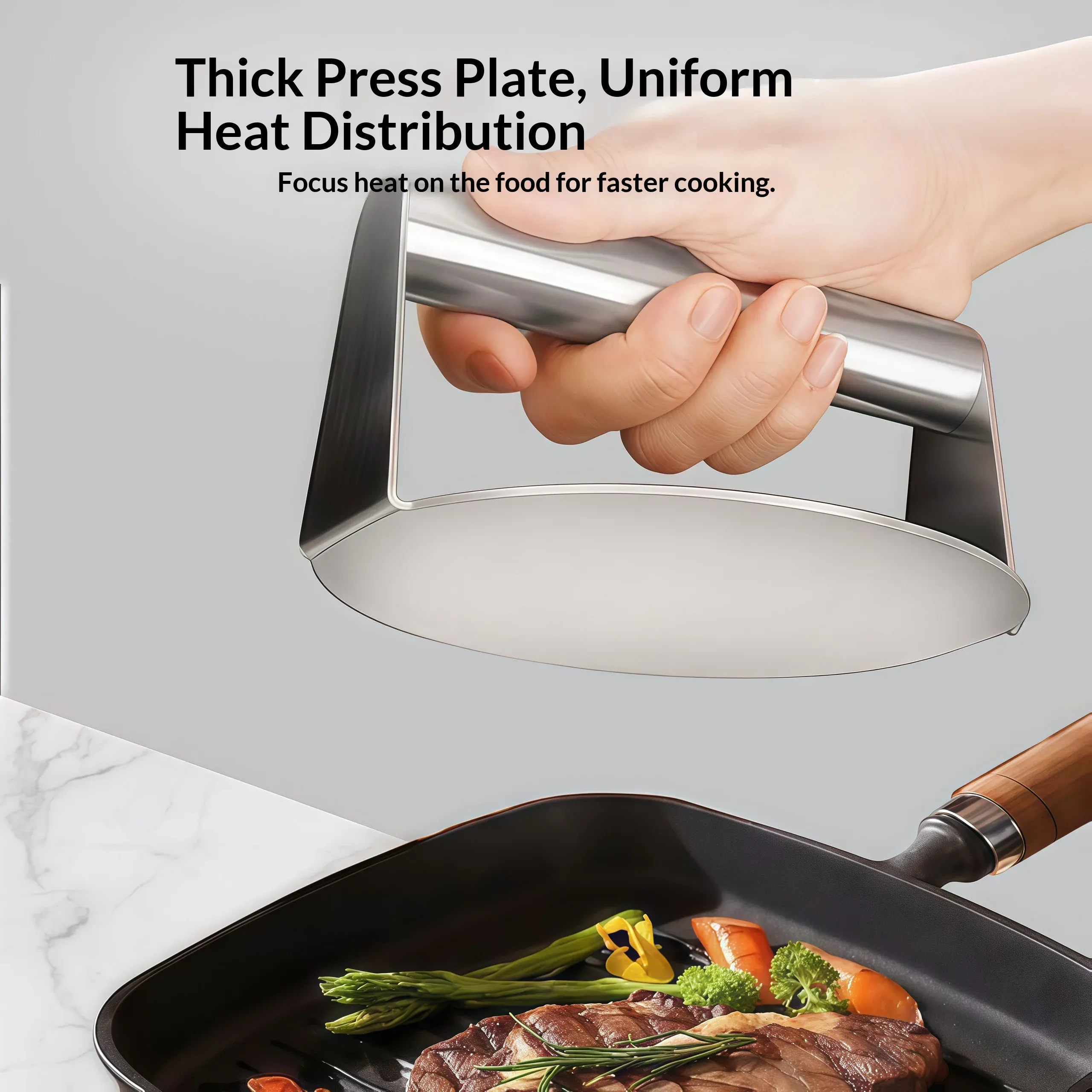 3PCS Stainless Steel Burger Press Circular Dough Press Non‑Stick Meat Smasher for Hamburger Tortilla Dumpling Skin Kitchen Tool