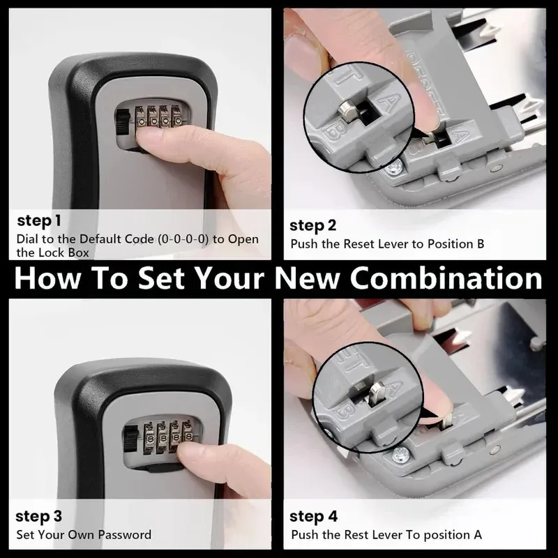 Wall Mount Key Lock Box, 4 Digit Password Code Security Lock, No Key Key Safe for Home Office Secret Storage Organizer