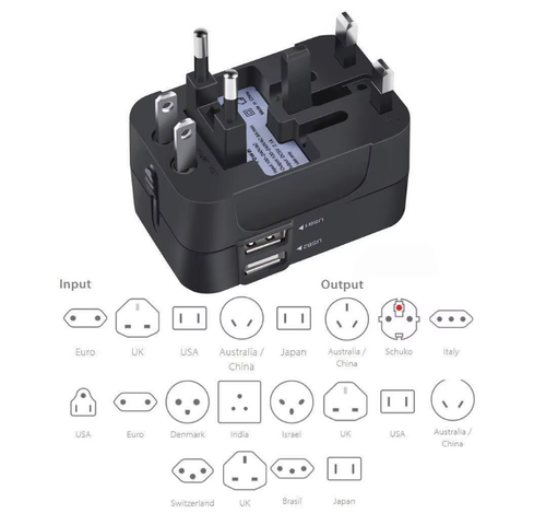 Dual USB Ports Universal Travel Adapter UK to EU Plug Adapter Wall Charger AC Power