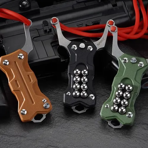 Outdoor Portable EDC Multifunctional Mini Folding Slingshot Camping Emergency Tactical Tool