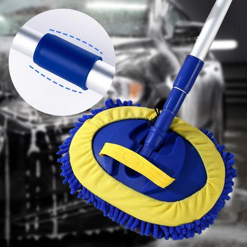 🧽 Durable Aluminum Long Handle Telescopic Car Wash Mop – Soft Microfiber, Scratch-Free & Adjustable Length ✨