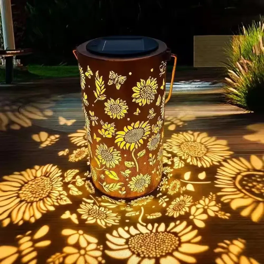 Sunflower Light and Shadow Light Waterproof Outdoor Lights Solar Powered for Night Pathway Lawn Garden Patio Decorative Lighting