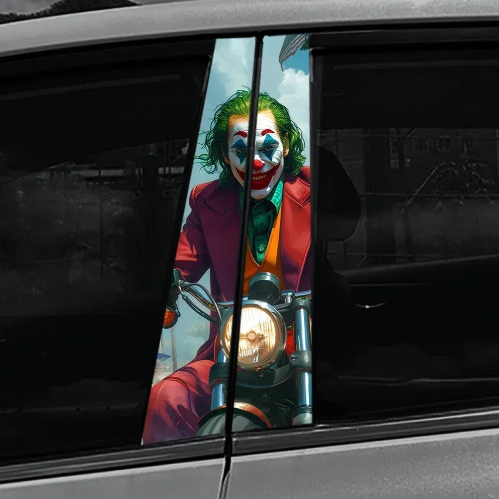 2PCS Laughing Man Car B-pillar Stickers PET Waterproof Auto Center Pillar Sunscreen Decals Funny Decors self-adhesive