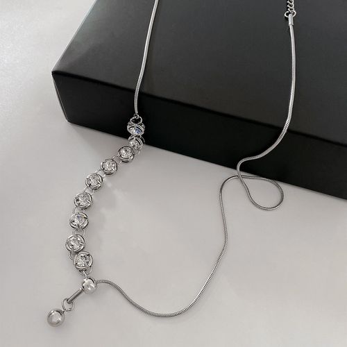 Women's Adjustable Pull-Out Clavicle Chain Copper Alloy Tassel Niche Crystal Clavicle Chain Necklace