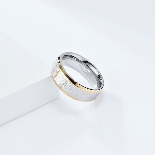 Vintage Cross Scripture Ring Fashionable Men's Stainless Steel Prayer Talisman Rings Catholic Faith Jewelry Gifts