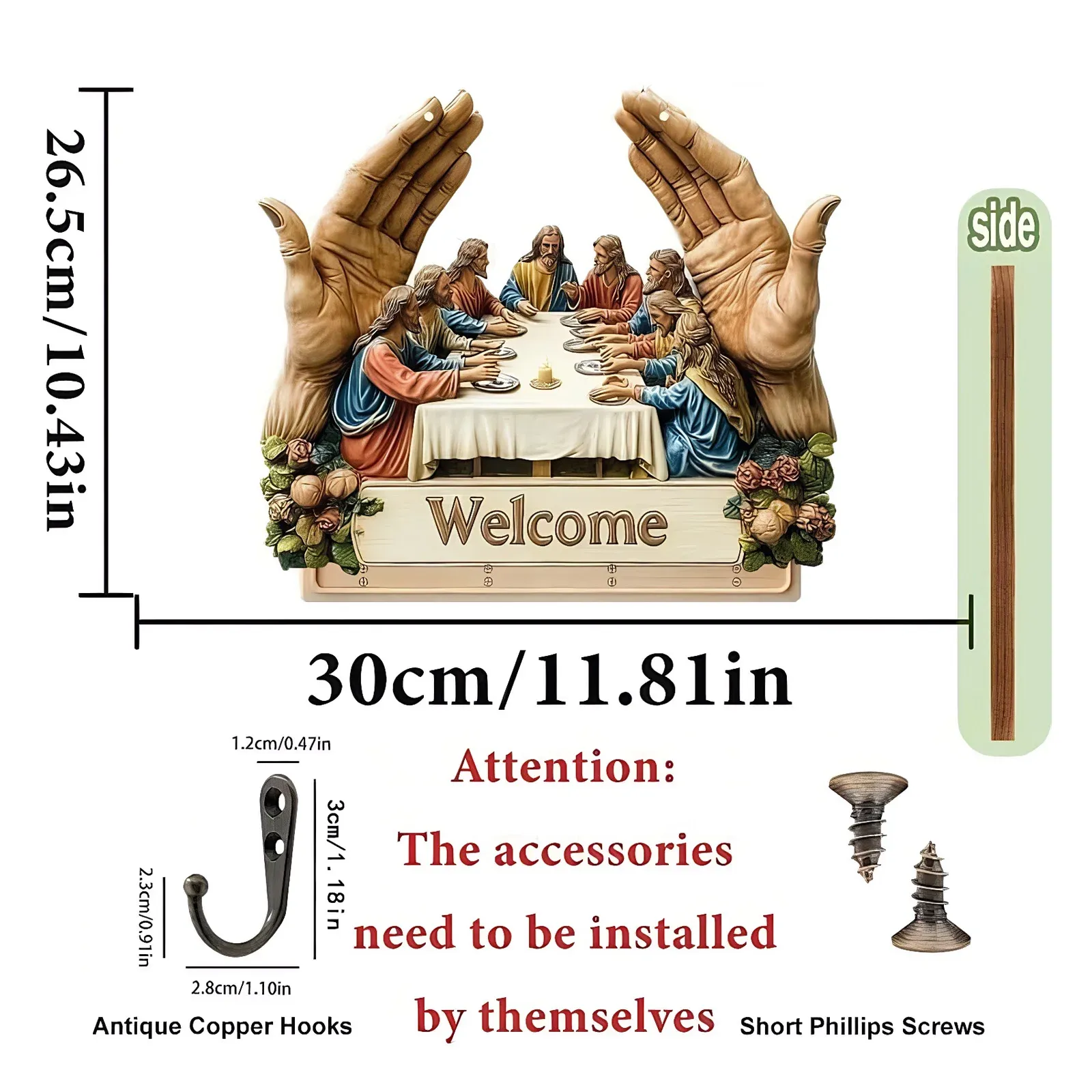 Key Holders Hooks Organizers with 4 Metal Hooks Small Keychains Organizer Racks Wear Resist for Entryway Hallway Entry