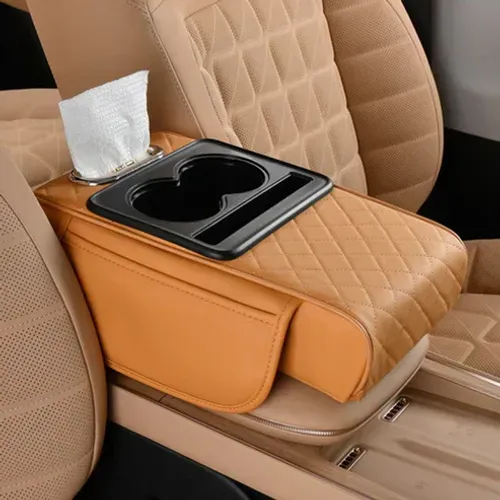 Integrated Pressurized Multifunctional Car Armrest Heightening Pad yellow