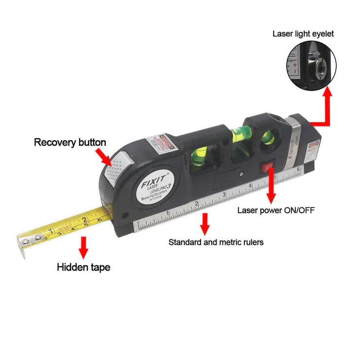 Professional 5-in-1 Laser Level with Ruler, Scale & Triple Spirit Level👌