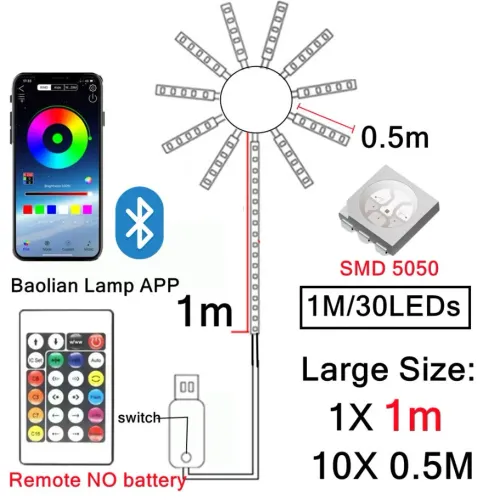 Firework LED Strip Light Bluetooth APP Control USB 5V Neon Strip Christmas Party Decoration Music Sync Bedroom Decor Light