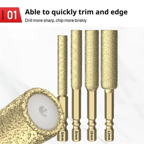 5PCS Diamond Brazed Rotary Burrs  Hex Shank Drill Bits Diamond Head Reamer For Metal Ceramic Stone Grinding