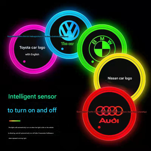 Car luminous rainbow LED coaster anti slip mat luminous automatic sensing decorative atmosphere light