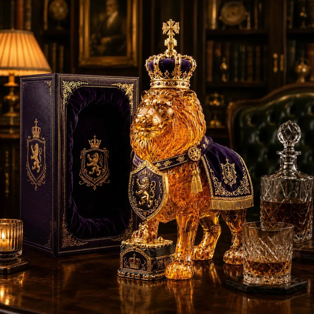 Royal Lion Glass WhiskeyDecanter Set