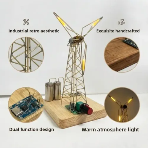 DIY Craft Kits Mechanical Art Nightlight for Adults Anti Glare Windmill Rotating Desk Lamp for Bedside Dorm Room Women Gift