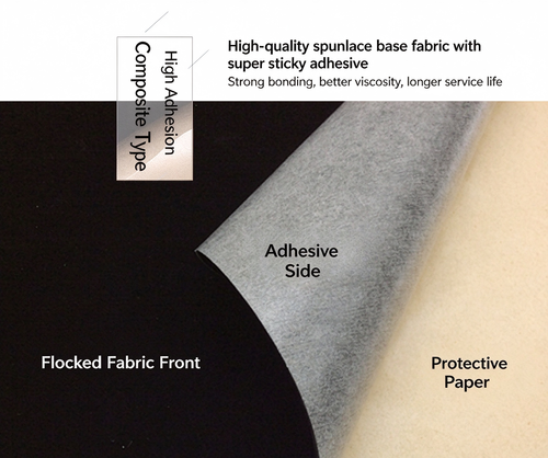150cm*50cm Red self-adhesive flocking cloth tape with super soft texture on the back adhesive