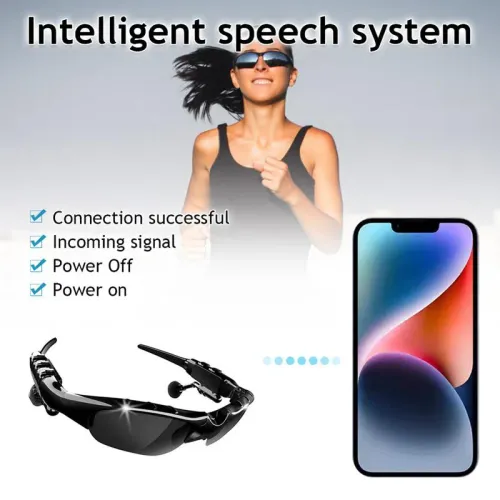 Wireless Audio Smart Sunglasses – Bluetooth Sport Glasses with Built-In Earbuds, Flip-Up Tinted Lens, Hands-Free Calls & Music, Adjustable Fit for Men & Women