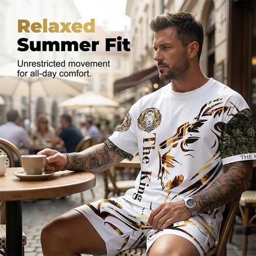 LIMITED-TIME 50% OFF!   Men's Lion Graphic Set – Bold, Breathable, Urban Cool（A set）