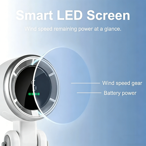 Foldable bladeless pocket fan with 5-speed USB rechargeable large battery 2500mah