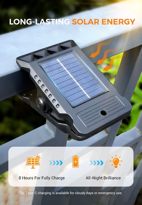 Clip on solar light outdoor waterproof LED motion sensor light with 3 modes and 3 installations