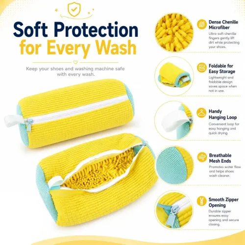 2PCS Shoe Washing Machine Bag, Laundry Bags for Washer & Dryer Deep Cleaning Machine for All Shoes Type Shoe Cleaning Bag with Zipper