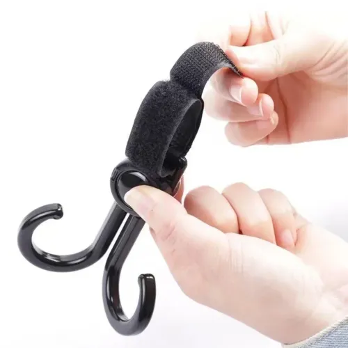 10pcs Double Hook Baby Stroller Hanger 360-degree Rotation Adjustment Cart Hook and Loop Fastener Stroller Accessories