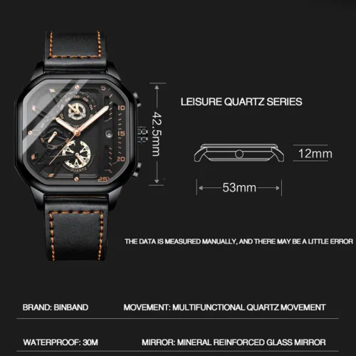 Business Luxury Big Dial Leather Men Watch