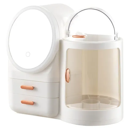 Large Capacity Cosmetics Storage Box Luxury Desktop Make Up Organizer Waterproof Bathroom Sundries Storage Cases With LED Mirror
