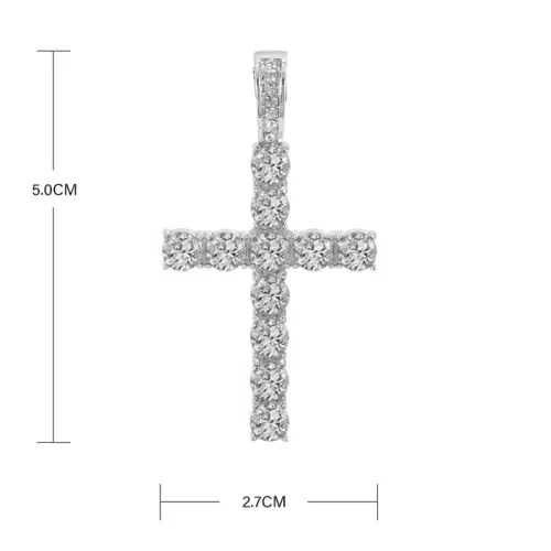 Diamond Embedded Cross Pendant Necklace Single Row Chain Unisex Fashion Jewelry Zinc Alloy Drill Pendants Accessories