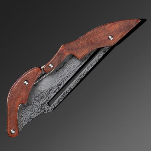 High-Hardness Damascus Pattern Folding Tool for Outdoor Survival