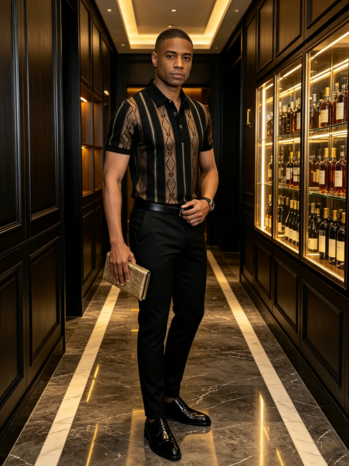 Golden patterned business T-shirt