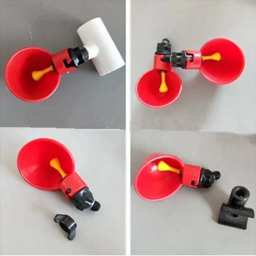 12-24 PCS Automatic Chicken Waterer Cups, (Bucket not included)Universal Tee Fittings Poultry Feeder Cups Suitable for Chicken, Duck, Goose, Turkey