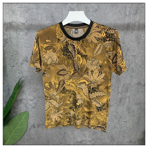 Metallic-thread leaf-print shirt