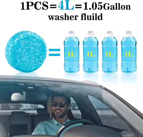 Car glass water solid super concentrated cleaning agent effervescent tablets (100 pcs)