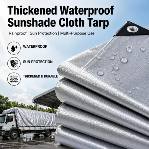 Heavy Duty Tarp Cover Waterproof Tarpaulin UV Resistant Protective Cover with Grommet for Garden Porch Emergency Rain Shelter