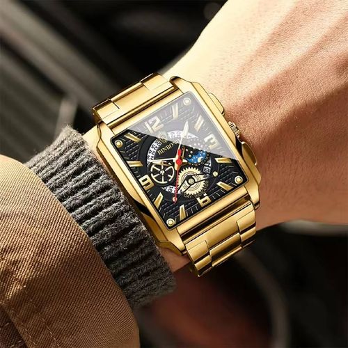 Binbang Men's Retro Square Multifunctional Watch – Cross-Border Bestseller (Date Display, Waterproof, Luminous)
