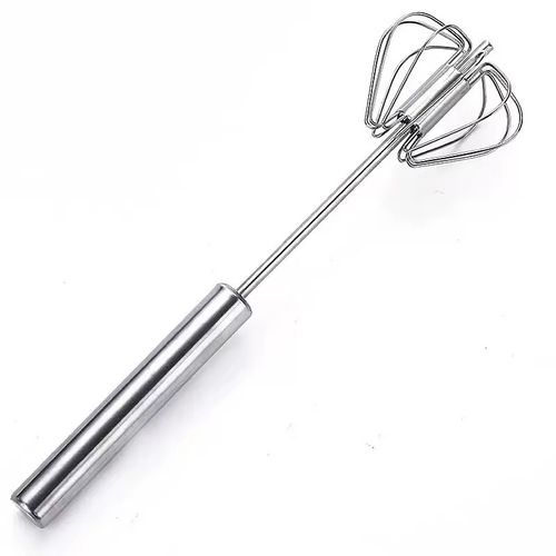 2PCS Stainless Steel Semi-Automatic Egg Beater, Hand Press Rotary Whisk, Manual Cream Mixer for Baking Kitchen Tool