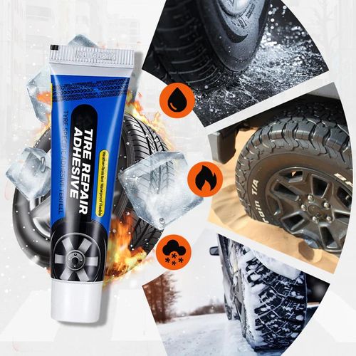 Weatherproof, flexible tire repair adhesives