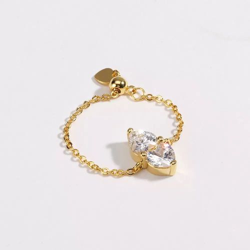 Fashionable Adjustable Colorful Double Heart Ring Fashionable and Versatile Adjustable Jewelry Accessory Gift