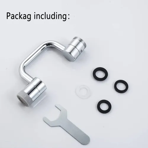 1pc 1080° Alloy Mechanical Arm Faucet Swivel Stainless Steel Faucet Extender Splashproof Dual Spray Mode Bathroom Sink Accessories Universal, with Adapter