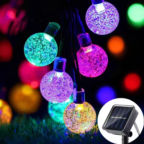 Solar LED Crystal Ball String Light Waterproof Fairy Lights Christmas Wedding Garland Garden Lawn Tree Outdoor Decoration