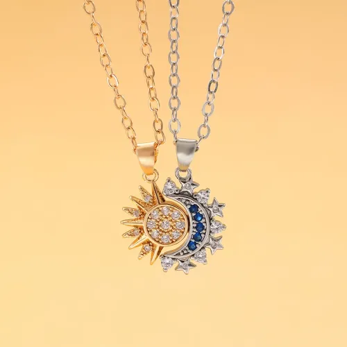 Stainless Steel Magnetic Sun Moon Couple Necklace Fashion Chain for Men and Women Good Friend Gifts Trend Jewelry