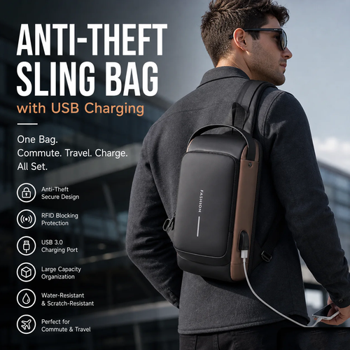 Anti-theft sports bag with USB charging secure, practical, and lightweight perfect for travel, commuting, and outdoor activities.
