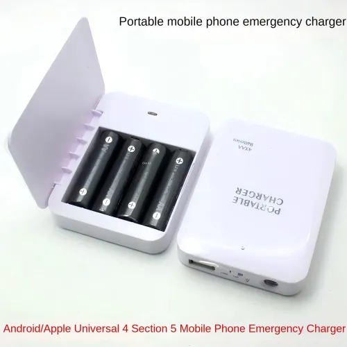 USB Gadget USB Charger External Power Box Battery Charger Emergency Charging By 4pcs AA Batteries With USB Port and Flashlight