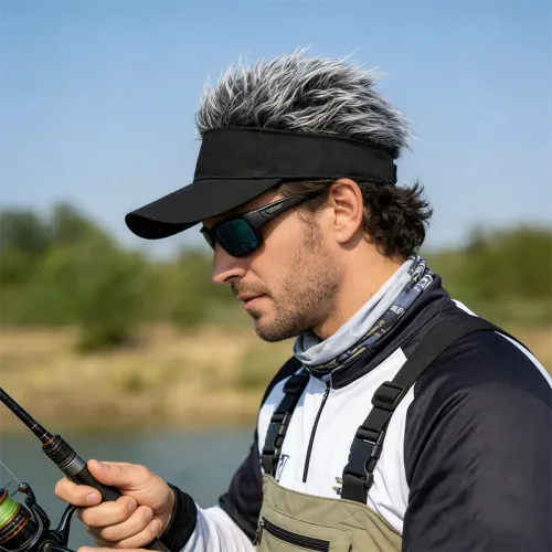 Men Synthetic Short Hair Spiked Wig Golf Baseball Cap Fake Hair Hat Adjustable Sunshade Visor Fancy Performance Hip-Hop Headwear