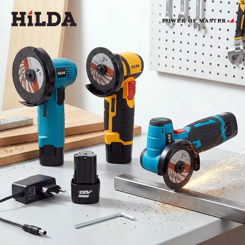 HILDA 12V Cordless Lithium-Ion Angle Grinder (Rechargeable) – Features Both Polishing and Mini-Cutting Functions