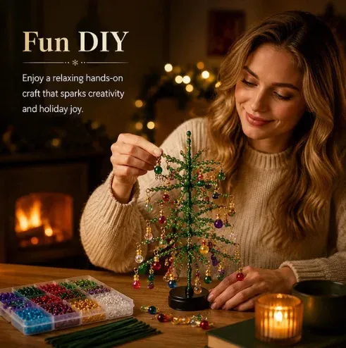 DIY Beaded Christmas Tree Kit Crystal Bead Handmade Bead Christmas Tree Craft Ornaments Christmas Decoration 2026 New Year Gift